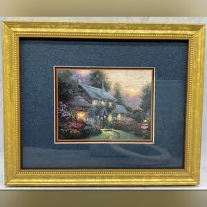 Thomas Kinkade Julianne's Cottage Matted & Framed 11.25in x 9.25" COA 2000